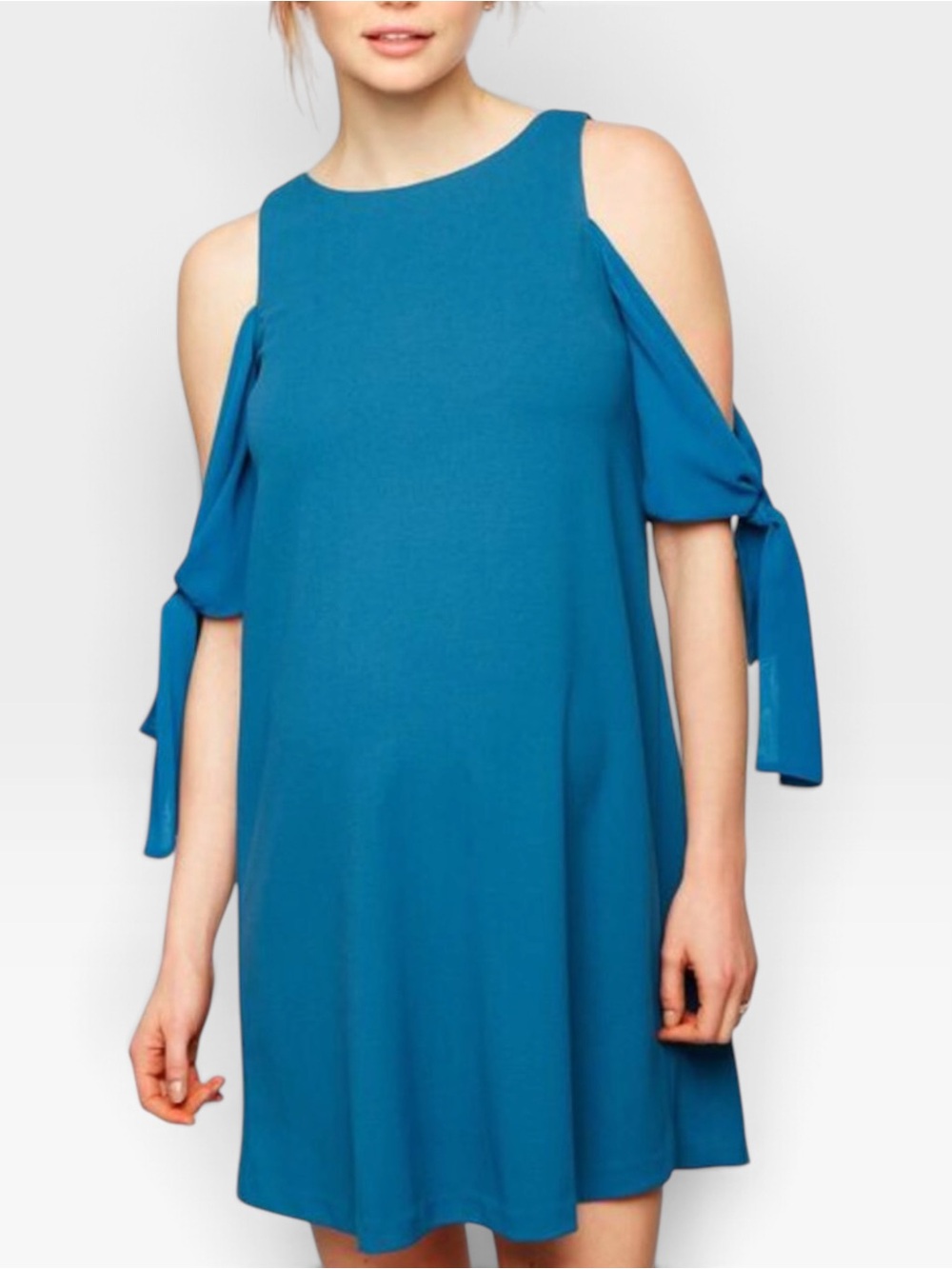 Taylor for A Pea in the Pod Teal Cold Shoulder Tie Sleeve Maternity Dress S NWT